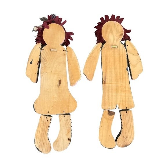 Vintage Raggedy Ann Andy Hand Painted Wooden Board Wall Plaques Pair‎ 19” x 7.5” - Picture 2 of 8